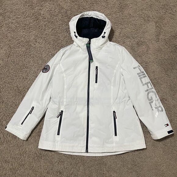 Tommy Hilfiger Jacket Womens XL White 3 in 1 All Weather System Insulated Hooded - Picture 1 of 16